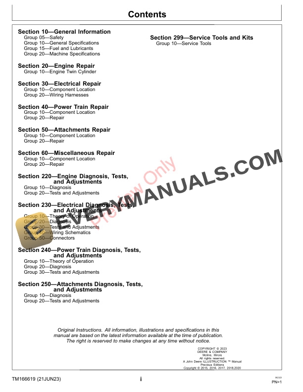 John Deere Z335E Z345M Z345R Z355E Z355R Z365R and Z375R ZTrak Mowers 160001 Technical Manual TM166619 21JUN23 3