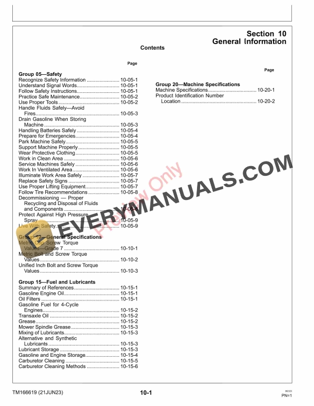 John Deere Z335E Z345M Z345R Z355E Z355R Z365R and Z375R ZTrak Mowers 160001 Technical Manual TM166619 21JUN23 5
