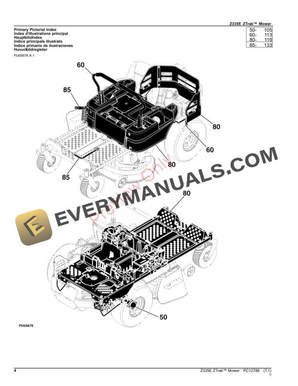 John Deere Z335E ZTrak Mower Parts Catalog PC12788 10SEP23-4