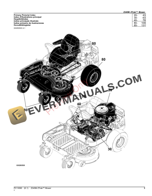 John Deere Z345M ZTrak Mower Parts Catalog PC13090 03OCT23-3
