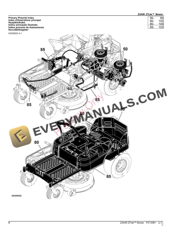 John Deere Z345R ZTrak Mower Parts Catalog PC13091 03OCT23-4