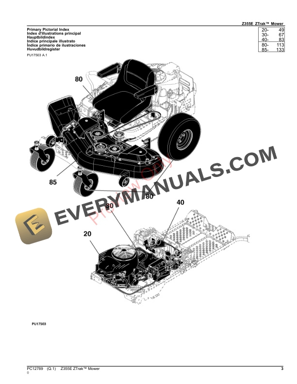 John Deere Z355E ZTrak Mower Parts Catalog PC12789 03OCT23-3