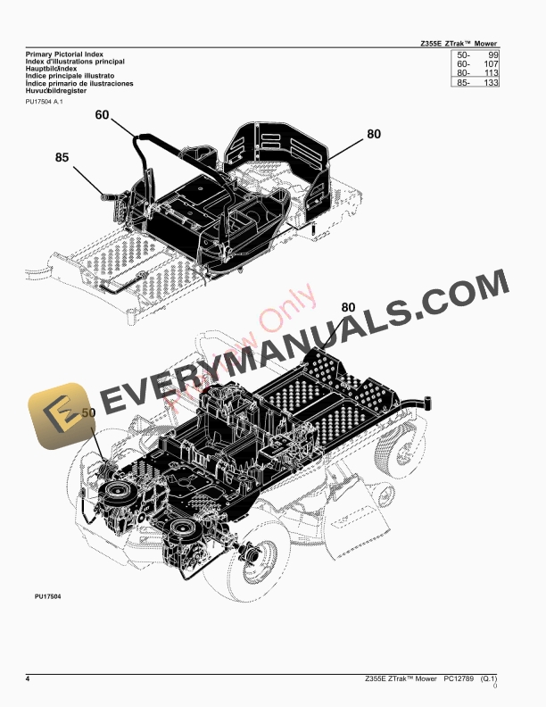 John Deere Z355E ZTrak Mower Parts Catalog PC12789 03OCT23-4