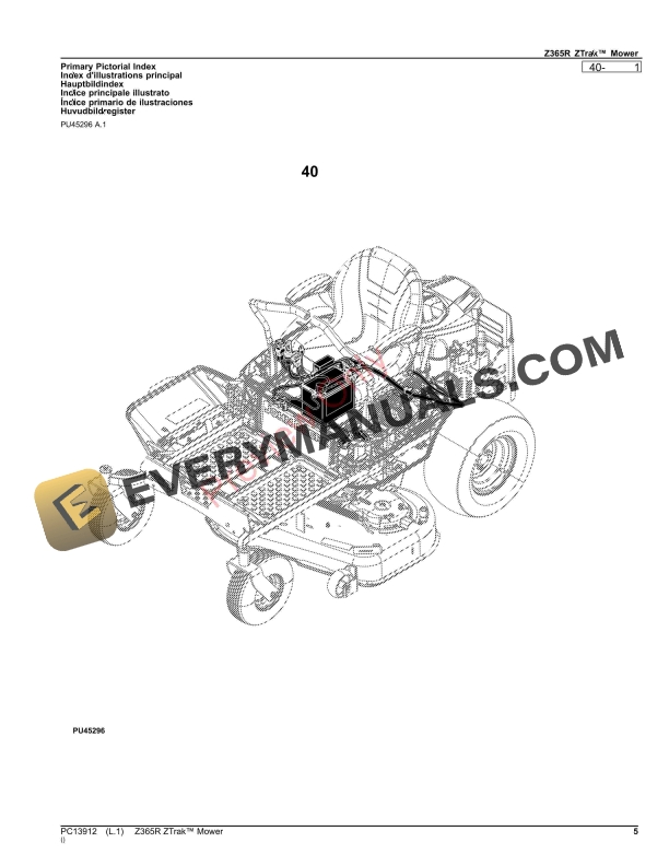 John Deere Z365R ZTrak Mower Parts Catalog PC13912 27JUN23-5