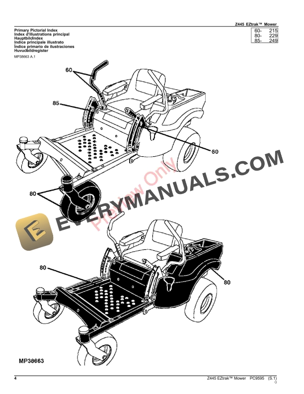 John Deere Z445 EZTRAK MOWER Parts Catalog PC9595 24AUG23-4