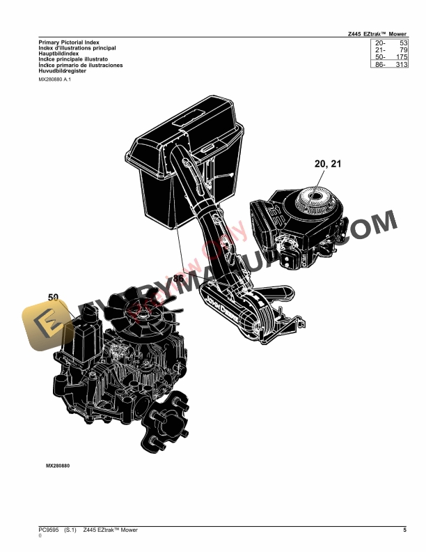 John Deere Z445 EZTRAK MOWER Parts Catalog PC9595 24AUG23-5
