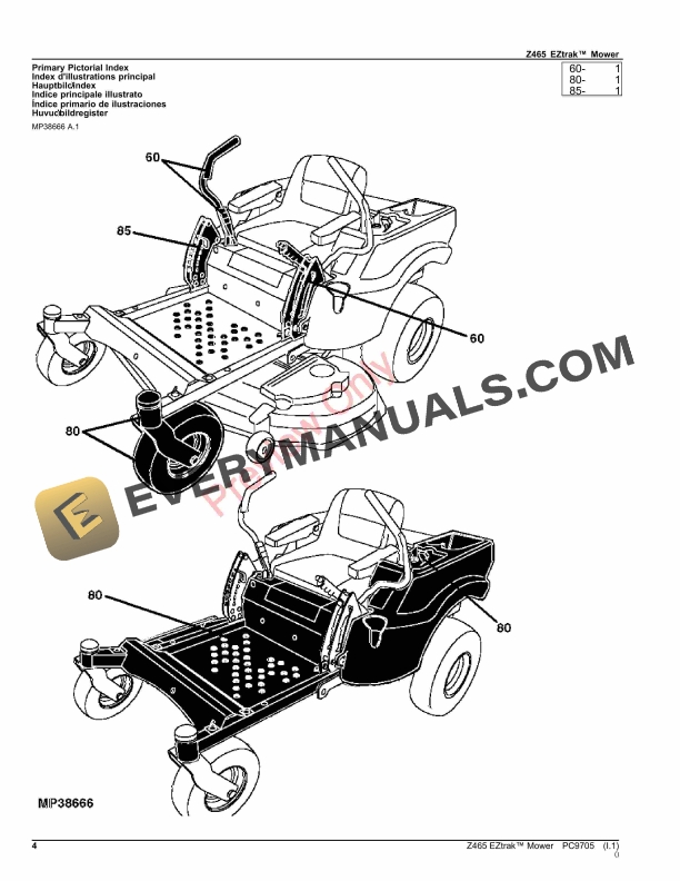 John Deere Z465 Eztrak Mower Parts Catalog PC9705 24AUG23-4
