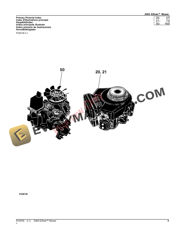 John Deere Z465 Eztrak Mower Parts Catalog PC9705 24AUG23-5