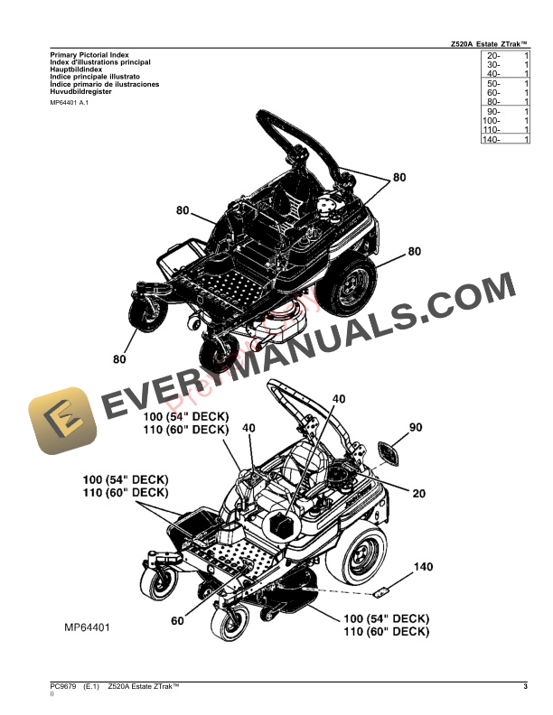 John Deere Z520A ESTATE ZTrak Parts Catalog PC9679 12NOV23-3