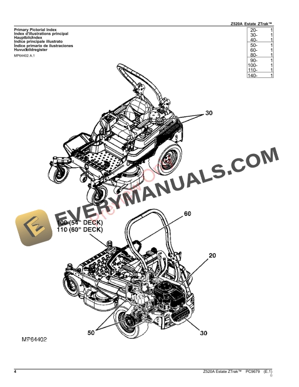 John Deere Z520A ESTATE ZTrak Parts Catalog PC9679 12NOV23-4