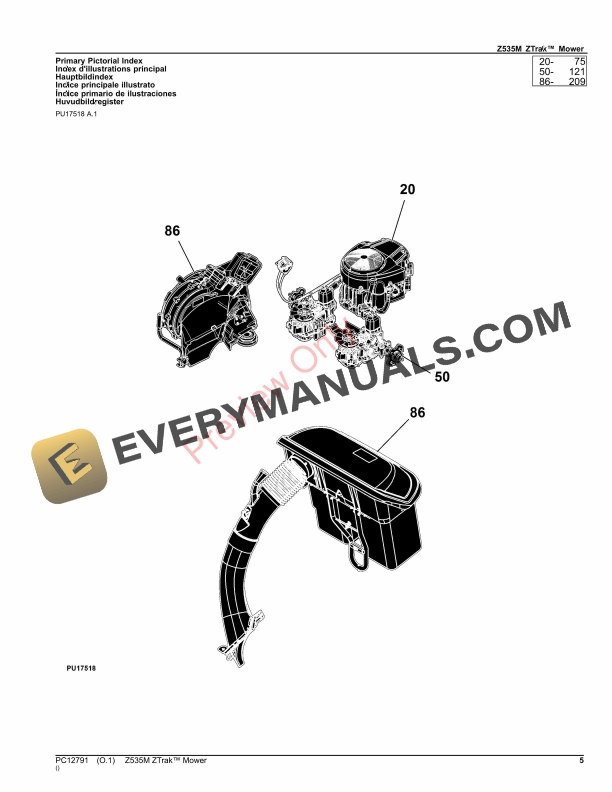 John Deere Z535M ZTrak Mower Parts Catalog PC12791 12NOV23 6 John Deere Z535M ZTrak Mower Parts Catalog PC12791 12NOV23-5