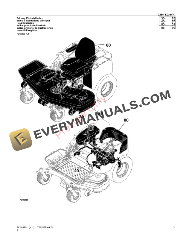 John Deere Z665 EZtrak Mower Parts Catalog PC10890 24AUG23 3
