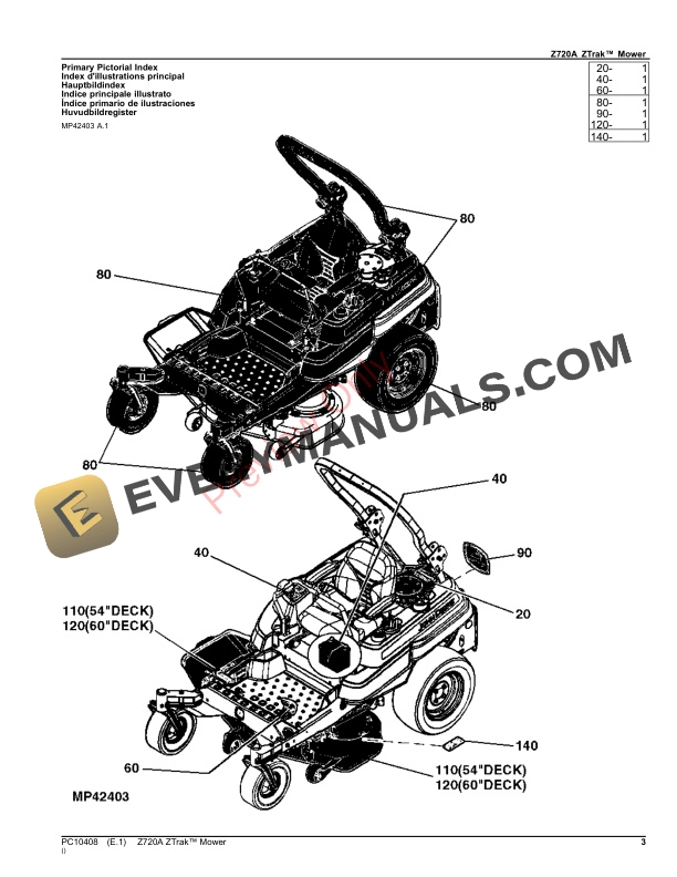 John Deere Z720A ZTRAK MOWER Parts Catalog PC10408 31OCT23 3