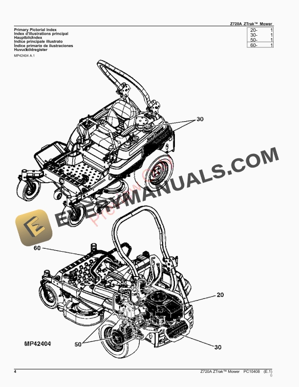 John Deere Z720A ZTRAK MOWER Parts Catalog PC10408 31OCT23 4