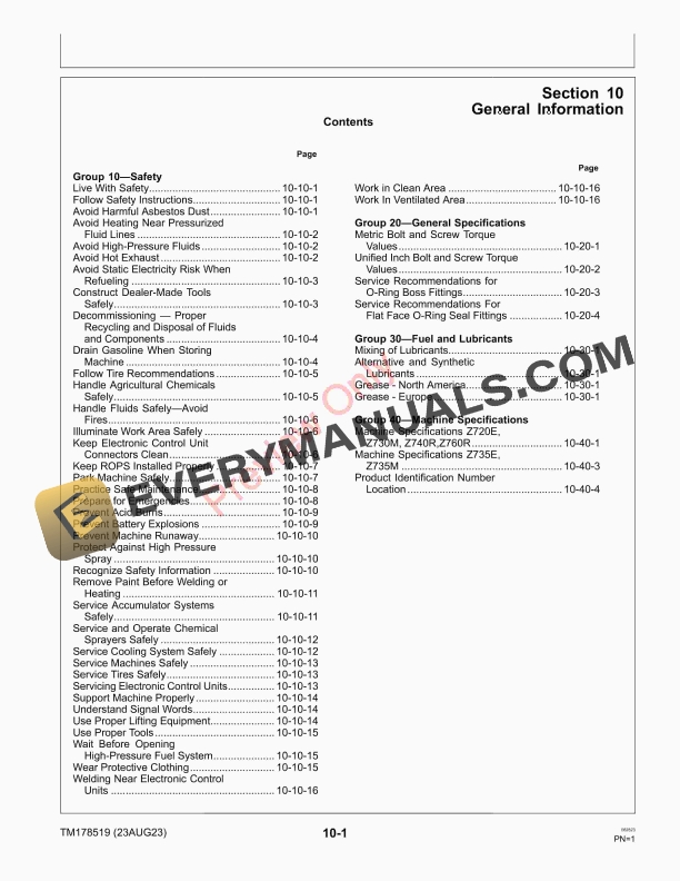 John Deere Z720E Z735E Z730M Z735M Z740R and Z760R Mid Technical Manual TM178519 23AUG23 5