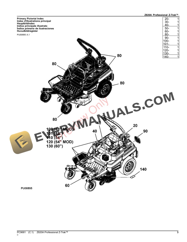 John Deere Z820A Professional Z-Trak Parts Catalog PC9681 31AUG23-3