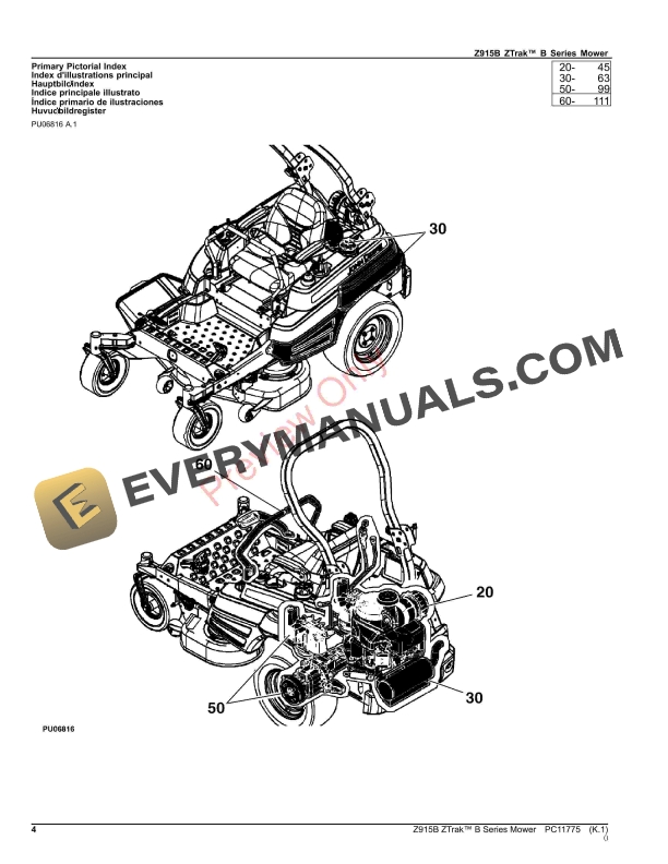 John Deere Z915B ZTrak B Series Mower Parts Catalog PC11775 31AUG23 4