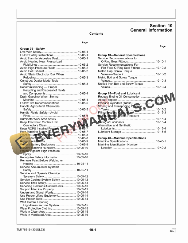John Deere Z915E, Z920M, Z925M EFI, Z930M, Z930M EFI, Z945M EFI, Z950M, Z955M EFI, Z955R EFI, Z960M, Z920R, Z930R, Z950R, Z960R, Z970R ZTrak Pro Series Mowers (120001 Technical Manual TM176319 30JUL23 7 John Deere Z915E Z920M Z925M EFI Z930M Z930M EFI Z945M EFI Z950M Z955M EFI Z955R EFI Z960M Z920R Z930R Z950R Z960R Z970R ZTrak Pro Series Mowers 120001 Technical Manual TM176319 30JUL23 5