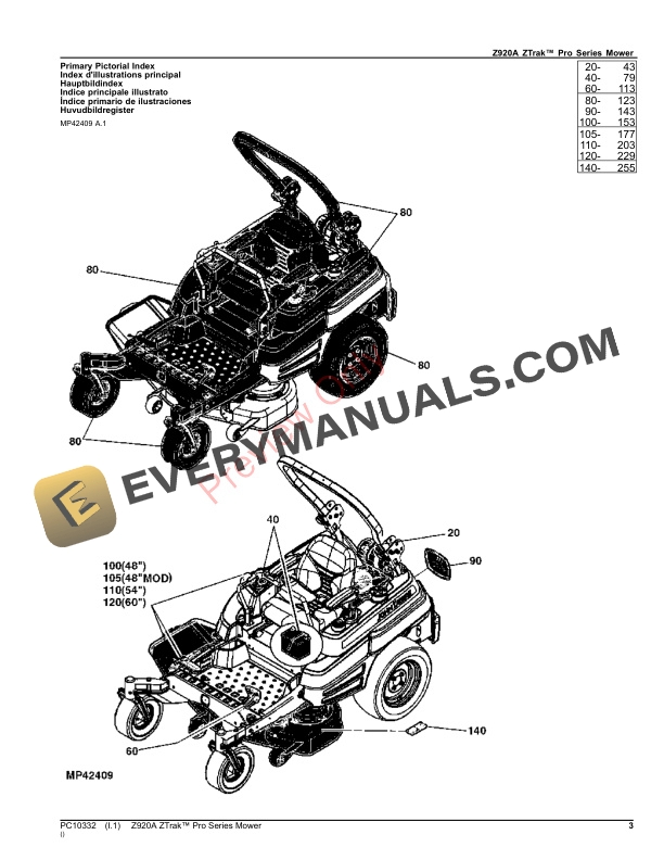 John Deere Z920A ZTrak Pro Series Mower Parts Catalog PC10332 21NOV23 3