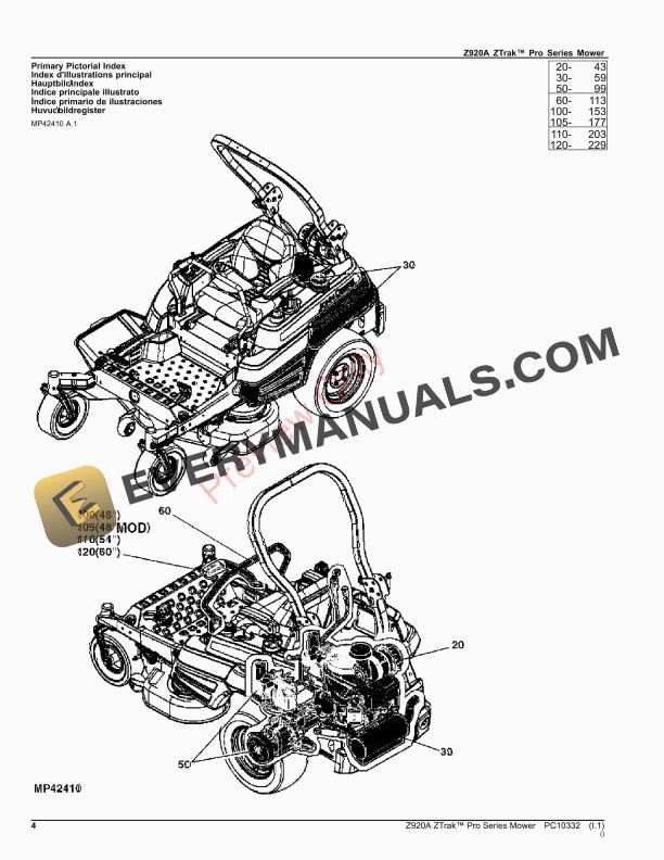 John Deere Z920A ZTrak Pro Series Mower Parts Catalog PC10332 21NOV23 4