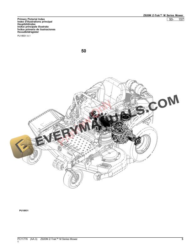 John Deere Z920M Z Trak M Series Mower Parts Catalog PC11776 12NOV23 5