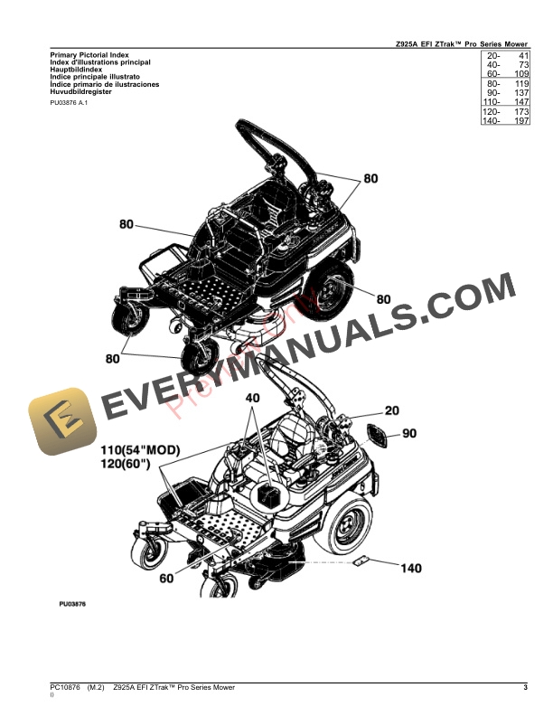 John Deere Z925A EFI ZTrak Pro Series Mower Parts Catalog PC10876 03SEP23 3