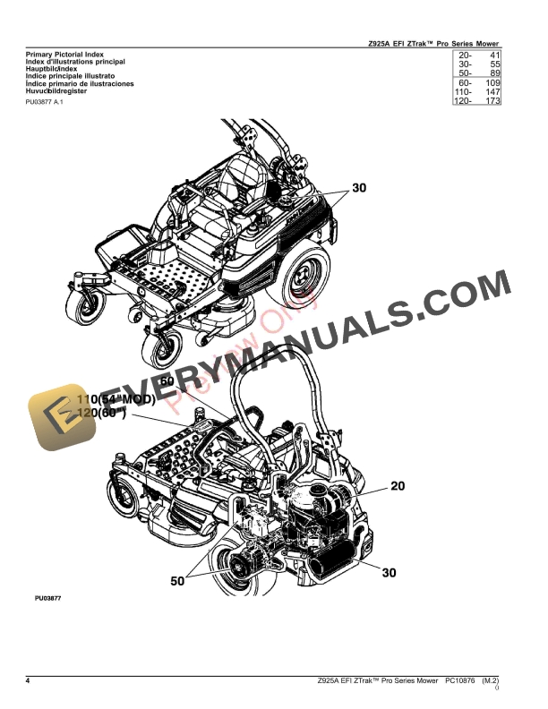 John Deere Z925A EFI ZTrak Pro Series Mower Parts Catalog PC10876 03SEP23 4