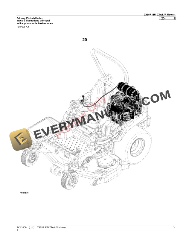John Deere Z955R EFI ZTrak Mower Parts Catalog PC13909 31OCT23-3
