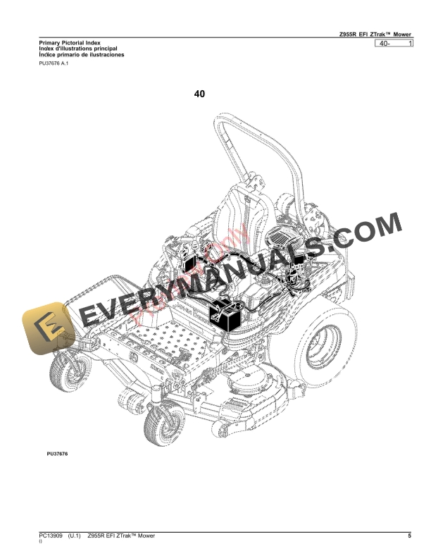 John Deere Z955R EFI ZTrak Mower Parts Catalog PC13909 31OCT23-5