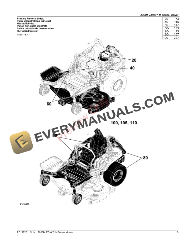 John Deere Z960M ZTrak M Series Mower Parts Catalog PC12725 14SEP23-3