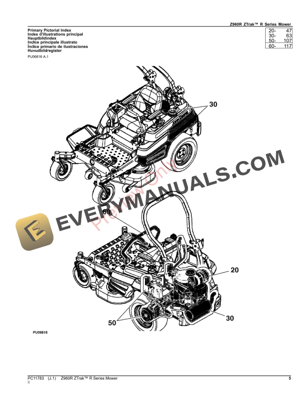 John Deere Z960R ZTrak R Series Mower Parts Catalog PC11783 09OCT23 5