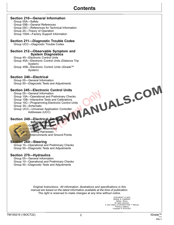 John Deere iGrade PCXL01C150000 Technical Manual TM155219 18OCT22 3
