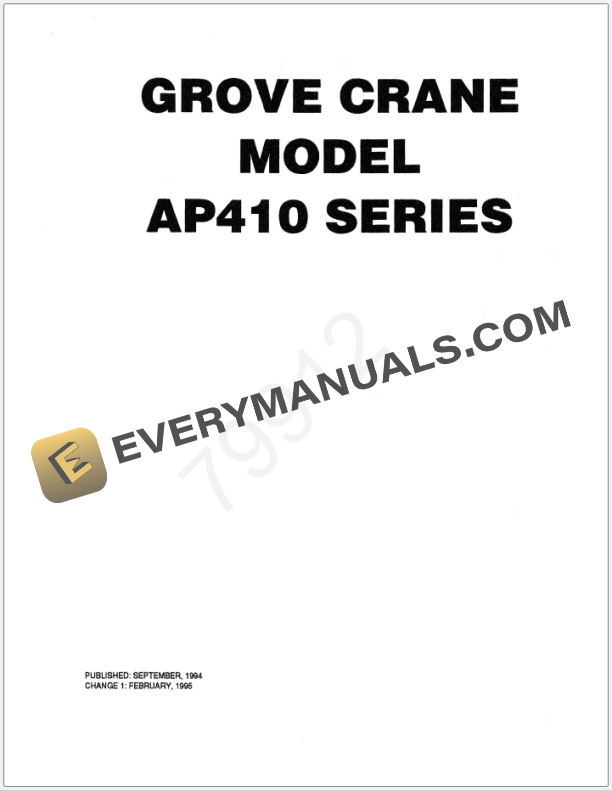 Grove AP410 Crane Schematic, Operator, Parts and Service Manual