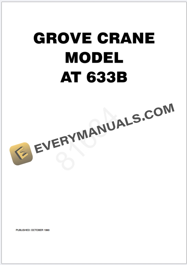 Grove AT633B Crane Schematic, Operator, Parts and Service Manual