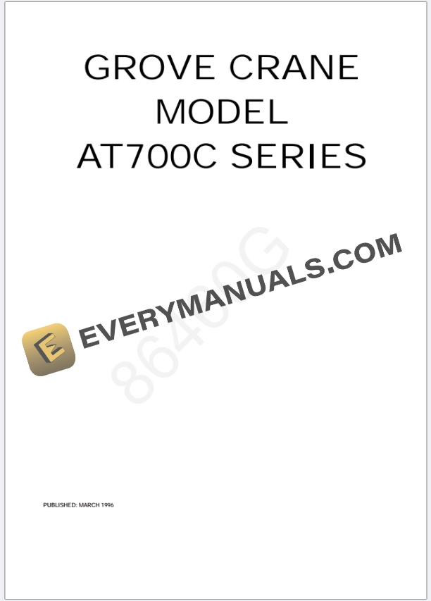 Grove AT740C Crane Schematic, Operator, Parts and Service Manual