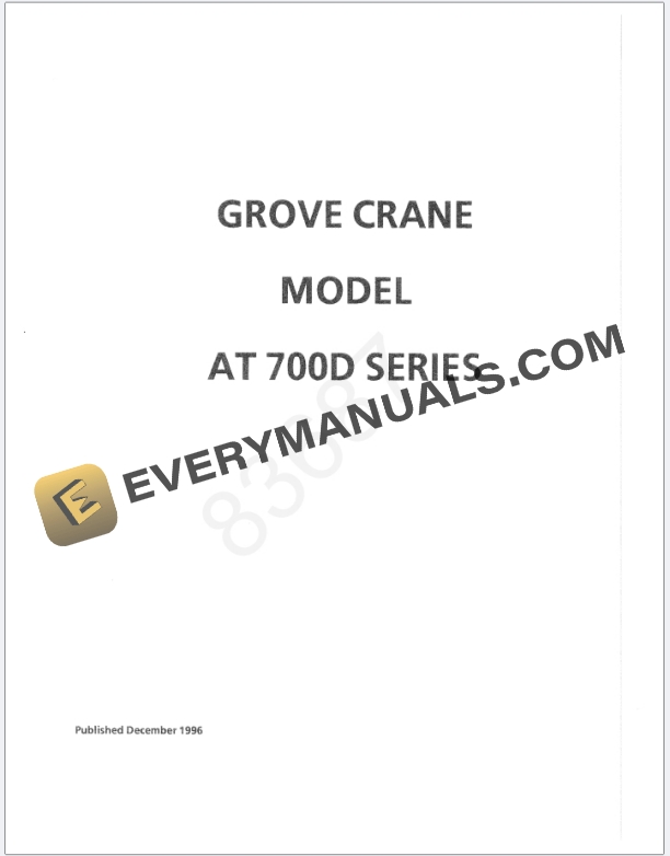 Grove AT750D Crane Schematic, Operator, Parts and Service Manual