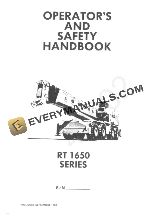 Grove RT1650 Crane Schematic, Operator, Parts and Service Manual