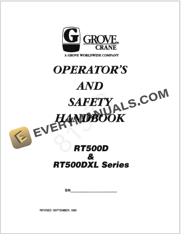 Grove RT530D Crane Schematic, Operator, Parts and Service Manual