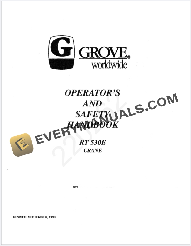 Grove RT530E Crane Schematic, Operator, Parts and Service Manual