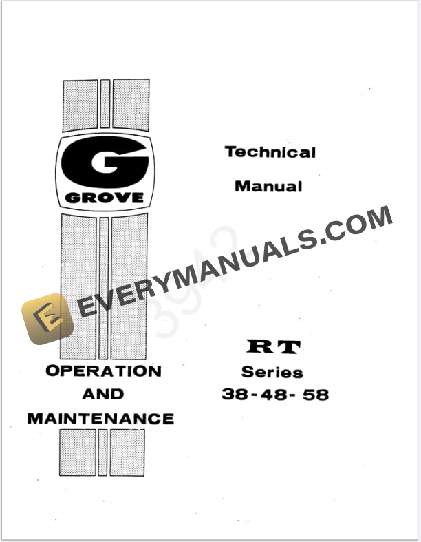 Grove RT58-7 Crane Schematic, Parts, Operator Maintenance Manual