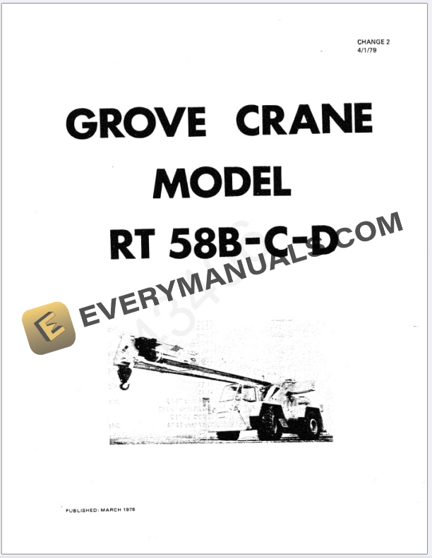 Grove RT58B Crane Schematic, Operator, Parts and Service Manual