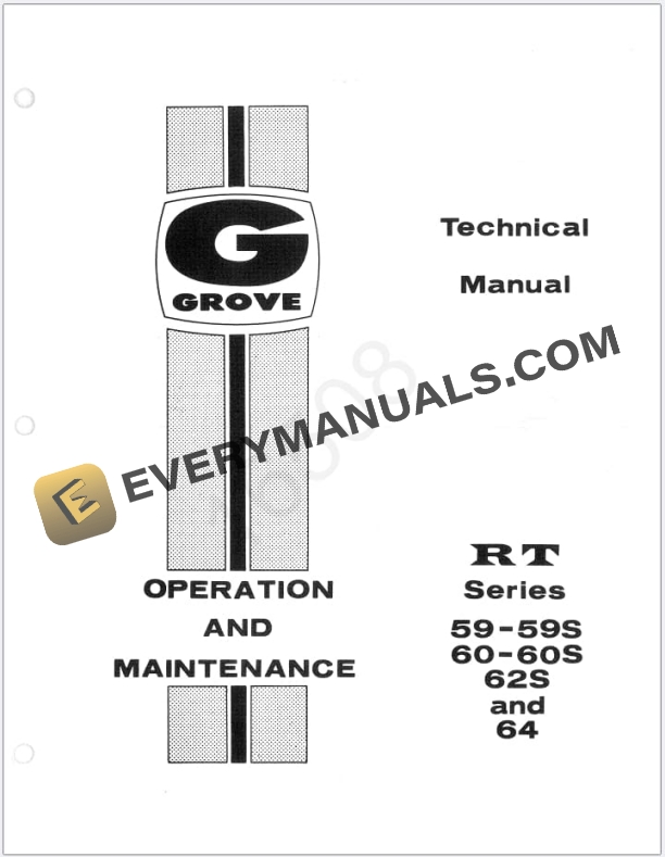 Grove RT60S Crane Schematic, Parts, Operator Maintenance Manual