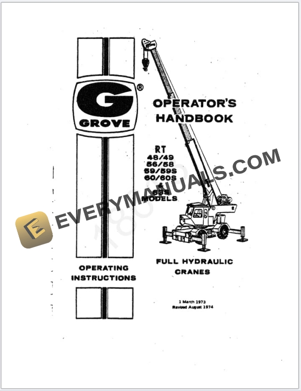 Grove RT63S Crane Schematic, Operator Instructions and Parts Manual