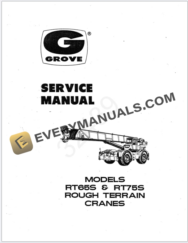 Grove RT75S Crane Schematic, Operator, Parts and Service Manual