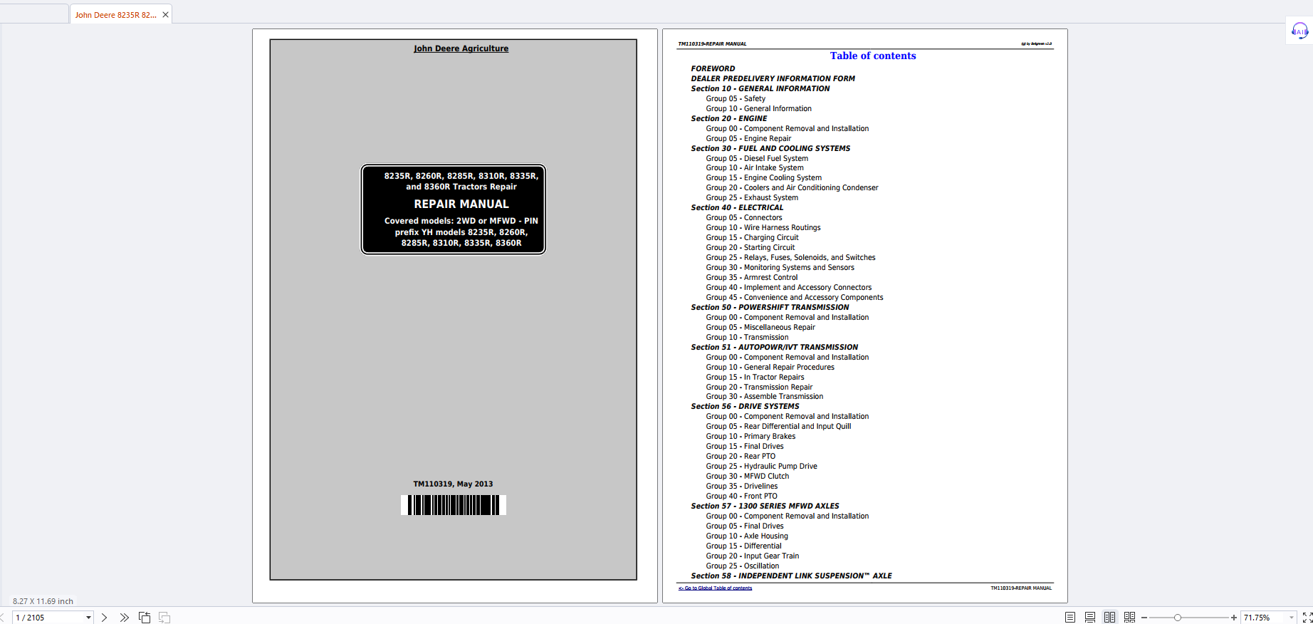John Deere 8235R 8260R 8285R 8310R 8335R 8360R Tractor Repair Manual TM110319 PDF 3 John Deere 8235R 8260R 8285R 8310R 8335R 8360R Tractor Repair Manual TM110319 PDF