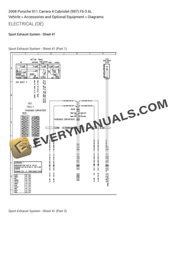 Porsche 911 Carrera 4 Cabriolet (997) 2008 Electrical Diagrams F6-3.6L