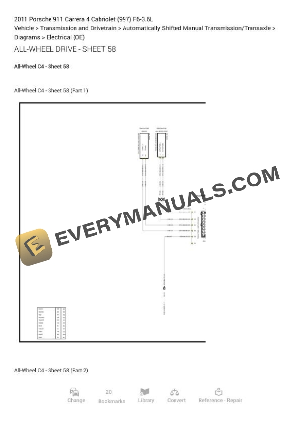 Porsche 911 Carrera 4 Cabriolet (997) 2011 Electrical Diagrams F6-3.6L 4 Porsche 911 Carrera 4 Cabriolet (997) 2011 Electrical Diagrams F6-3.6L - Image 2