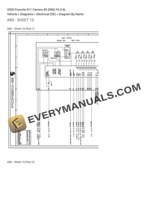 Porsche 911 Carrera 4S (996) 2005 Electrical Diagrams F6-3.6L 4 Porsche 911 Carrera 4S (996) 2005 Electrical Diagrams F6-3.6L - Image 2