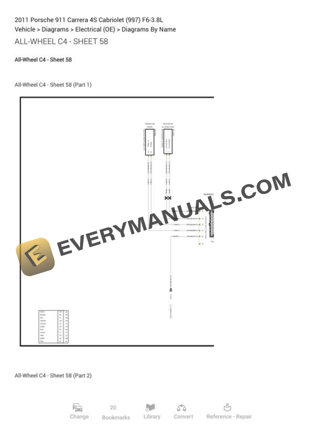 Porsche 911 Carrera 4S Cabriolet (997) 2011 Electrical Diagrams F6-3.8L