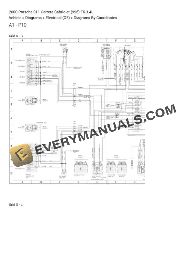 Porsche 911 Carrera Cabriolet (996) 2000 Electrical Diagrams F6-3.4L
